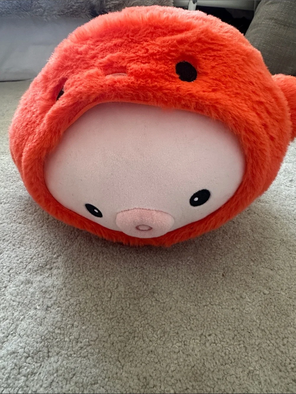 Plush Orange & White Clownfish Pet Toy - Soft Fish Cushion